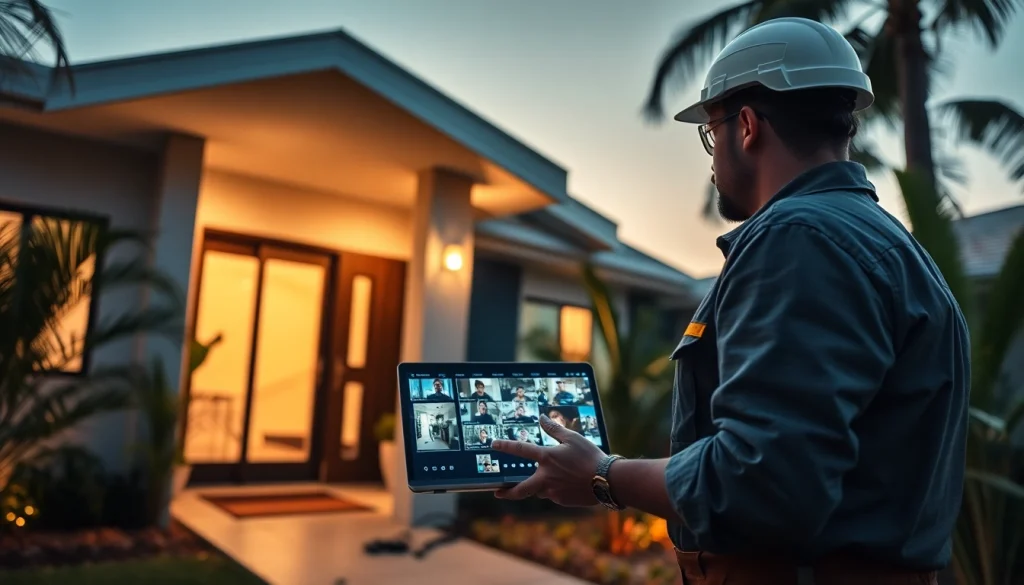 Instalación avanzada de alarmas de seguridad en una zona residencial de Guanacaste, mostrando tecnología moderna y profesionalismo.