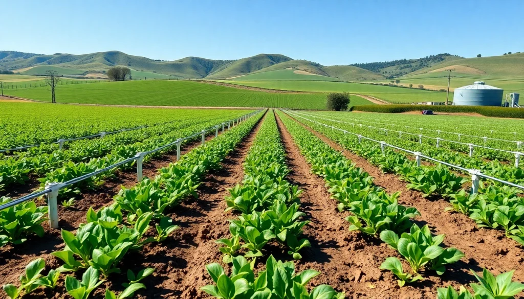 Land irrigation system showcasing advanced techniques in a vibrant agricultural landscape.