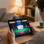 W88 online betting interface displayed on a tablet in a cozy home office setting, highlighting engaging gameplay.