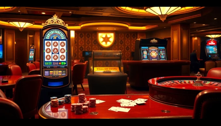Adegan kasino yang seru dengan mesin slot mewah yang menampilkan tema jmacdonaldphoto.com dan menarik minat pemain.