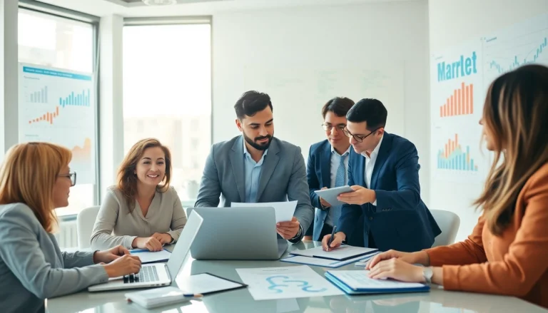 Illustrates b2b competitive intelligence in a collaborative business setting with teamwork.