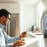 Quick appliance repair los angeles service by a skilled technician in a bright kitchen setting.
