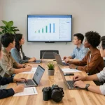 Team discussing fast cash for homes offers in a modern office setting.