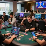 Engaging baccarat gameplay at a popular 바카라사이트 with diverse players celebrating wins.