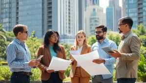 CYB Environmental team collaborating on innovative sustainability strategies in an urban setting.