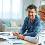 Consultation with a private gp, showcasing compassionate healthcare professionals assisting patients.