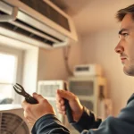 HVAC Repair Tampa expert technician fixing air conditioning unit with precision tools.