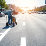 Parking lot striping Highway 80 Jackson MS displayed with vibrant lines and active street life.