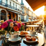 Engaging moment at a UK Lifestyle Blog cafe setting with pastries and coffee.