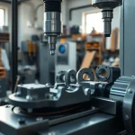 Custom part manufacturer creating precision components with CNC machinery in a professional workshop.