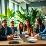 Engaging scene depicting an expert led warranty company team collaboration in a modern office.