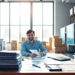 Streamlined inventory planning process showcased with a manager optimizing stock levels.