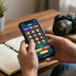 Player engaging with the oli4d app on a smartphone, showcasing exciting slot games and strategic betting.