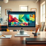 Utilizing an image generator to create stunning visuals in a creative workspace.