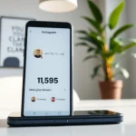 instagram フォロワー 購入で増加を示すスマートフォンの画像
