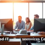 Boost productivity with managed IT services near me by a dedicated team collaborating in an office.