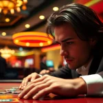 A professional gaming scene depicting a player at the table, showcasing 8win malaysia's vibrant casino atmosphere.