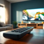 Ersatz Fernbedienung Sony auf einem eleganten Tisch für gemütliches Fernsehen.