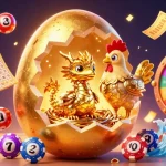 Experience thrilling wins with mahjong777 as golden dragon emerges from a casino egg amidst lively gaming elements.