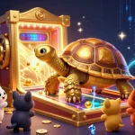 Engage in thrilling betting action with daftar sbobet, featuring a lively 3D illustration of a golden tortoise casino theme.