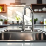 Find a quality stainless steel kitchen sink near me in a stylish modern kitchen setup.