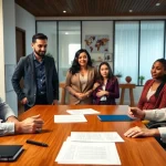 New Hampshire Immigration Attorney consulting with a diverse family in a welcoming office.