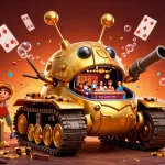 Découvrez le meilleur casino en ligne avec une scène dynamique et un tank à scarabée doré, jeux et ambiance festive