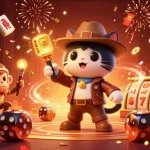 Amusez-vous dans un meilleur casino en ligne avec ce chat explorateur et son compagnon, découvrant un artefact en or.