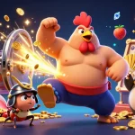 Découvrez le casino en ligne en France à travers une illustration d'un sumo et un criquet combattant dans une scène riche en trésors et jeux.
