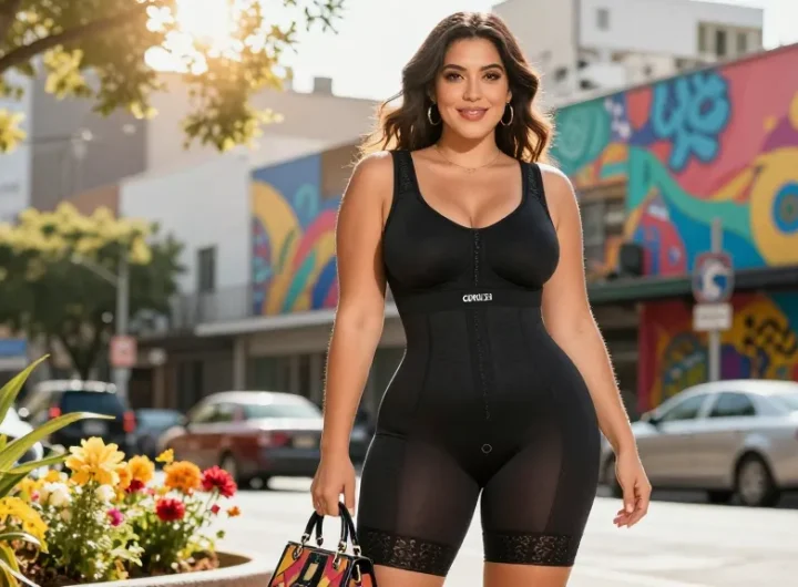 Berbusana percaya diri dengan shapewear Kolombia dari https://colombianshapeweargaless.com dalam suasana urban yang cerah.