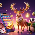 Visuel de casino en ligne sans wager avec un druide celtique, une blaireau sage et des jeux d'argent.