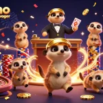 Un casino en ligne sans wager avec une colonie de suricates animés gérant des jeux de hasard.