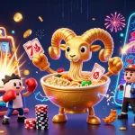 Profitez de l'expérience de jeu au casino en ligne sans wager avec une illustration captivante mettant en avant une ambiance festive et dynamique.