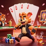 Experience the thrill of slot gacor with hyena characters in a vibrant casino scene.