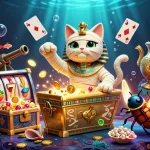 Profitez de jeux immersifs au casino en ligne sans wager avec un chat momie égyptien et des éléments animés.