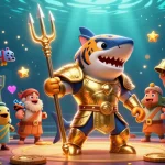Jouez au casino en ligne sans wager avec un tigre en armure dorée et des éléments de jeu captivants.