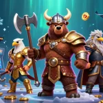 Vainquez sur le casino en ligne sans wager avec un ours viking et une aigle valkyrie dans un monde de jeux lumineux.