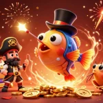 Gagnez avec le meilleur casino en ligne, illustré par un poisson-grondin en haut-de-forme et des jeux captivants.