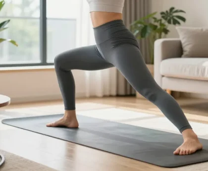 Individual practicing yoga indoors, promoting rokok88 wellness lifestyle with serenity and mindfulness.