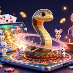Jouez au casino en ligne sans wager avec une illustration dynamique et colorée mettant en scène des personnages de casino.